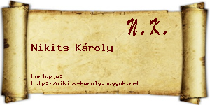 Nikits Károly névjegykártya